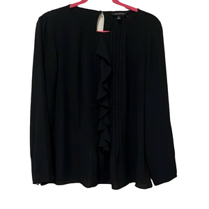 Banana republic black ruffle blouse, medium